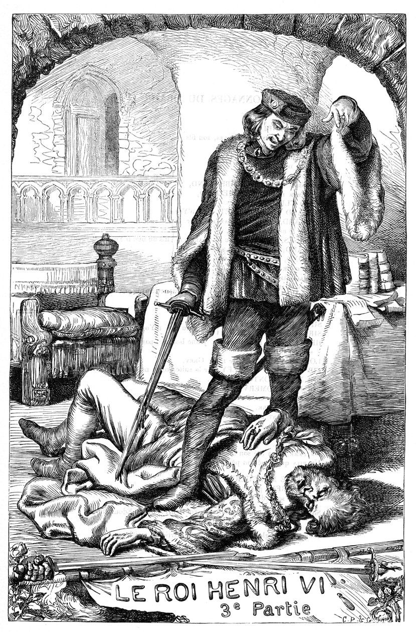 Kung Henrik VI - Henrik VI del 3 - Illustration i "" Completes de William Shakespeare"" 1866 - Illustrationerna och den allmänna formen för denna utgåva är lånade från Cassells illustrerade Shakespeare, publicerad i London av English School