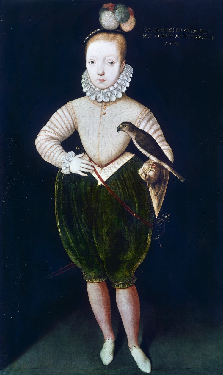 King James I av England och VI av Skottland (olja på duk) av English School