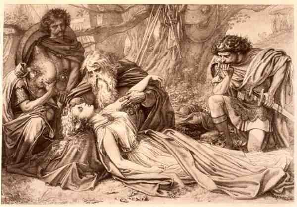 King Lear, akt 5, scen 3, av William Shakespeare (1564-1616) (gravyr) av English School