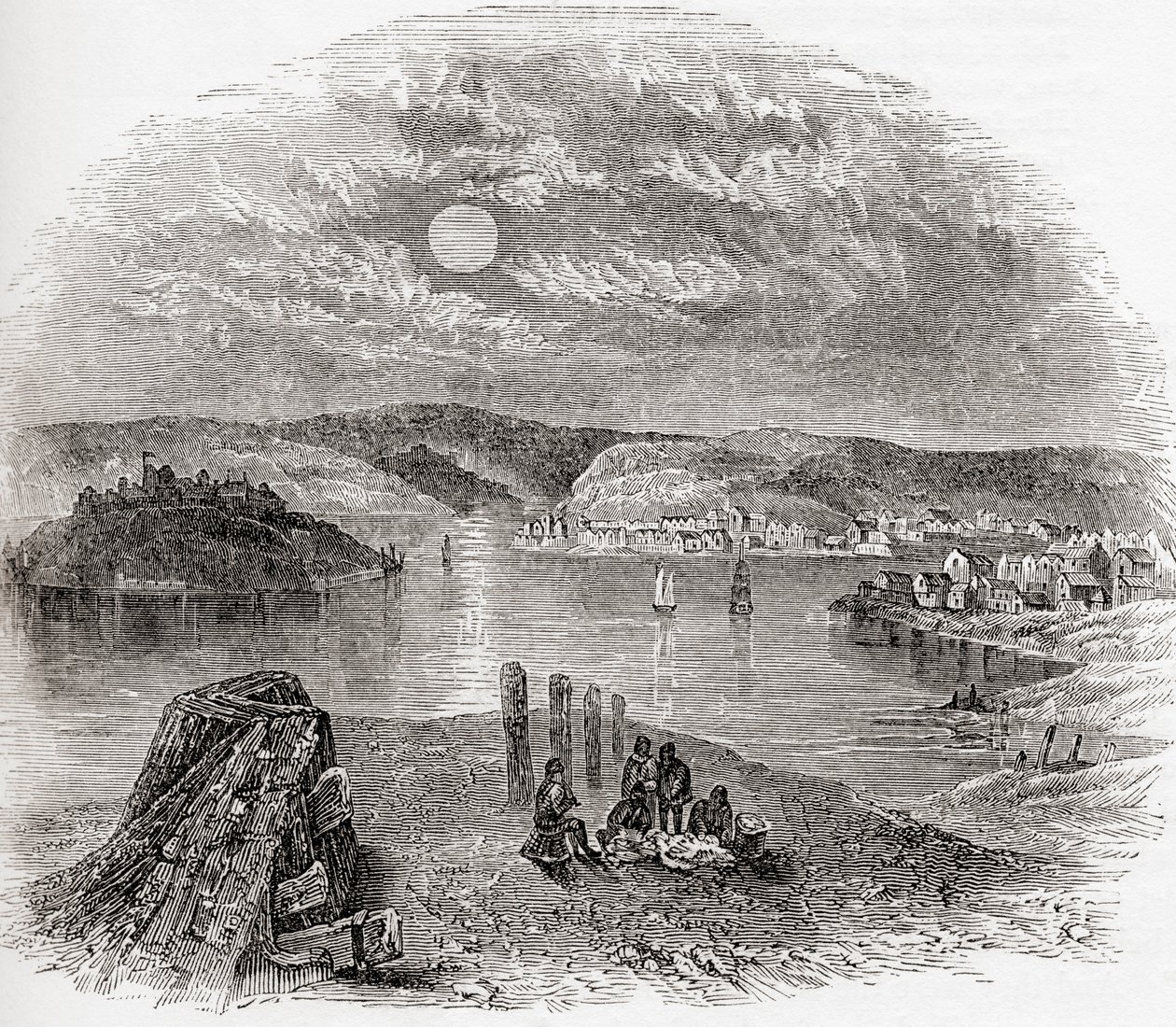 Kinsale, County Cork, Irland på 1800-talet, från Old England: Ett bildmuseum, pub. 1847 av English School