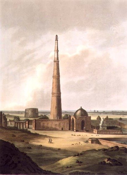 Kuttull Minor, Delhi, tallrik 24 från "Twenty Four Views in Hindostan", pub. av Edward Orme (1774-c.1820) 1805 (akvatint) av English School