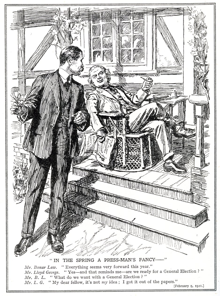 LLoyd George och Bonar Law diskuterar utsikterna till ett allmänt val i februari 1920 av English School
