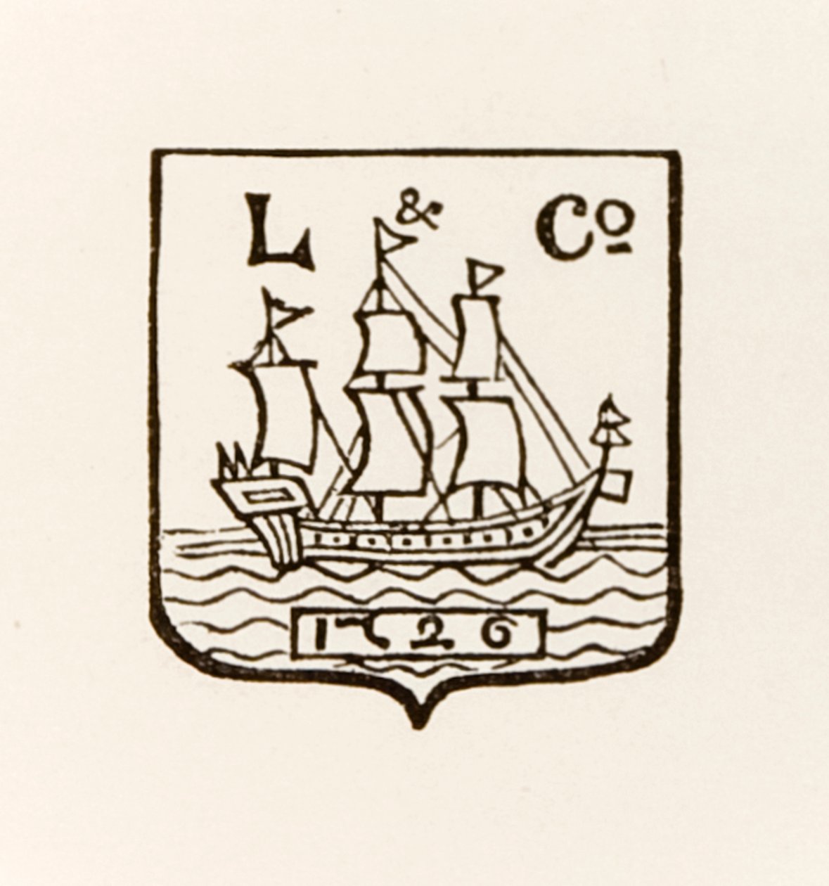 L & Co Ship 1726 logotyp som används av Longmans Green and Company av English School