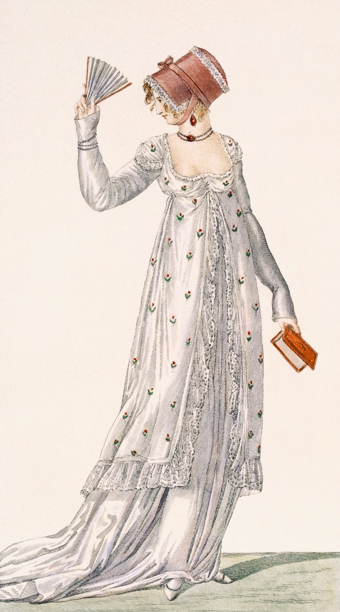 Ladies Evening Dress, modetallrik från Ackermanns Repository of Arts, pub. 1814 av English School