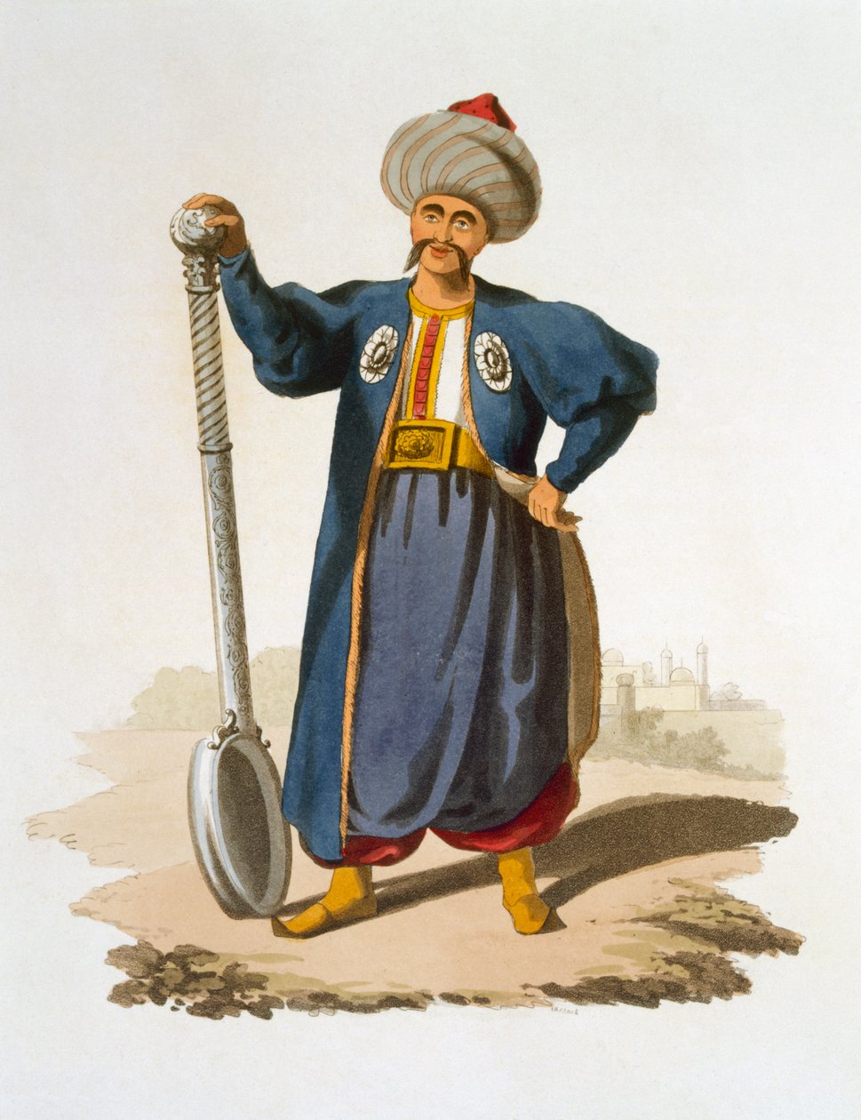 Slevbärare, 1818 (färgad akvatint) av English School
