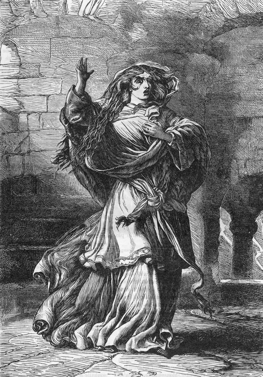 Lady Macbeth (akt II) (Macbeth) - Illustration i "" Completes de William Shakespeare"" 1866 - Illustrationerna och den allmänna formen för denna utgåva är lånade från Cassells illustrerade Shakespeare, publicerad i London av English School