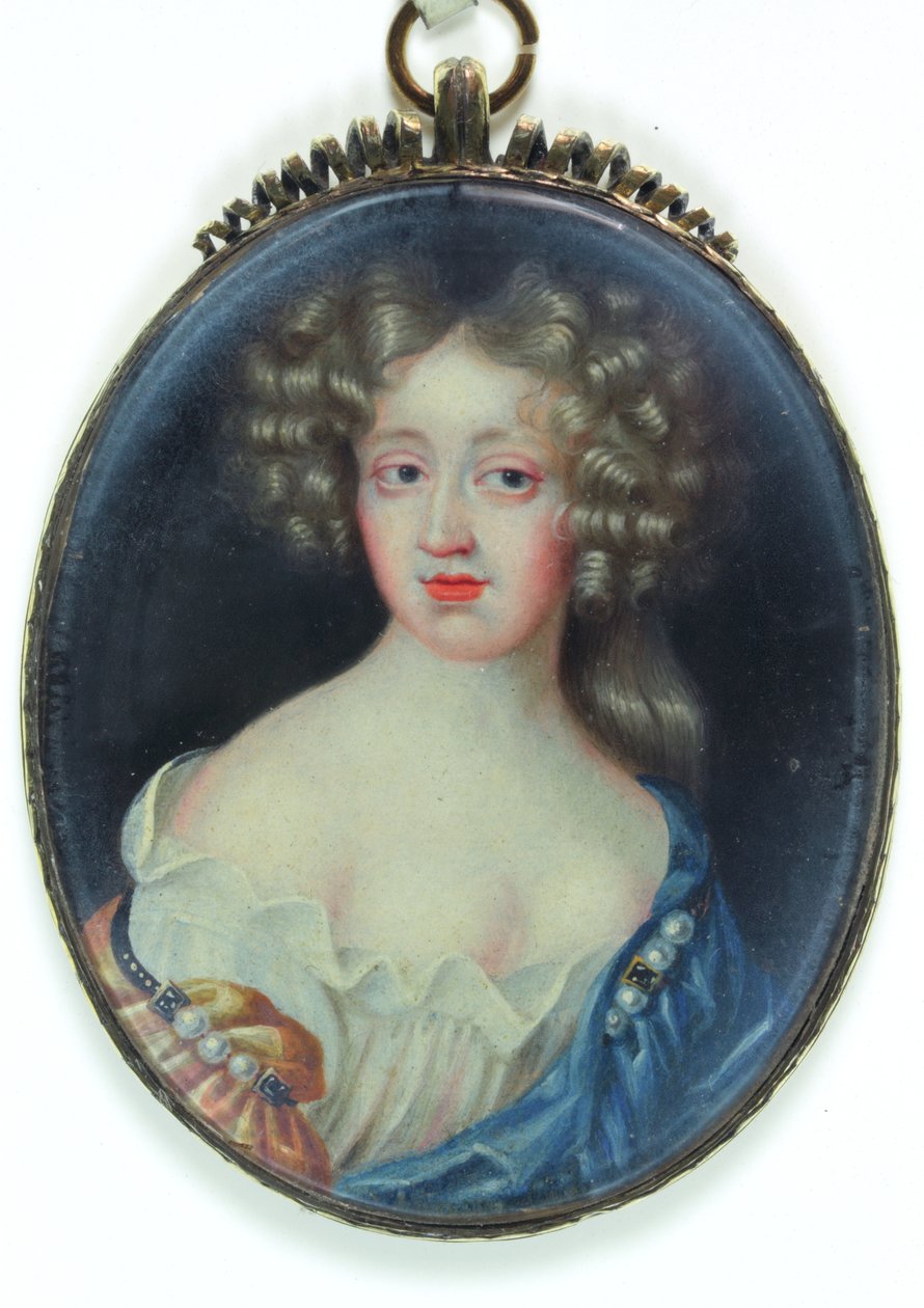 Lady Margaret Cavendish, hertiginna av Newcastle (akvarell på elfenben) av English School