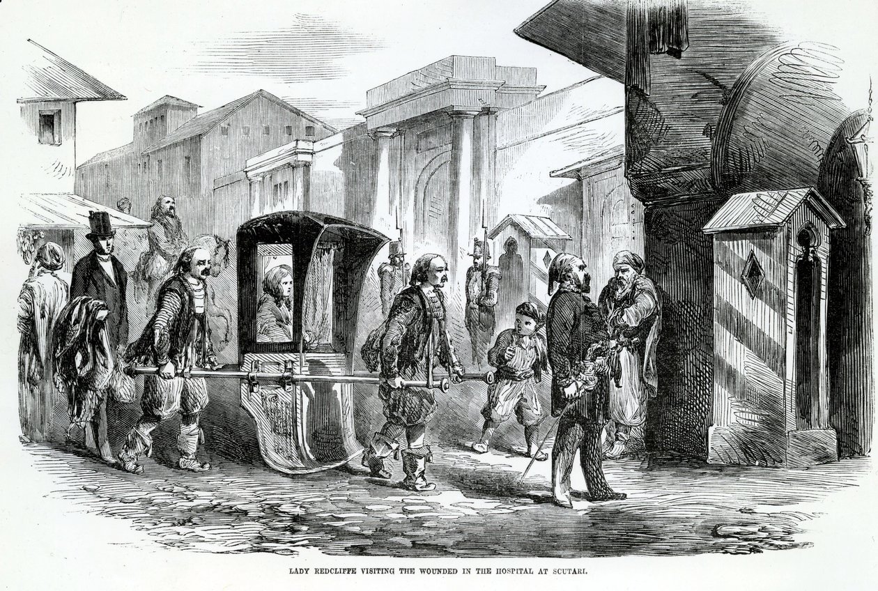 Lady Redcliffe besöker sjukhuset i Scutari, 1800-talet av English School