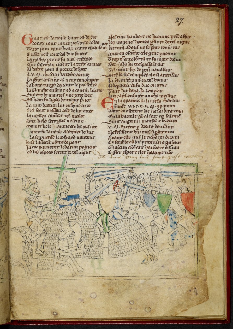 Lansdowne 782 f.27r En strid mellan riddare, från 