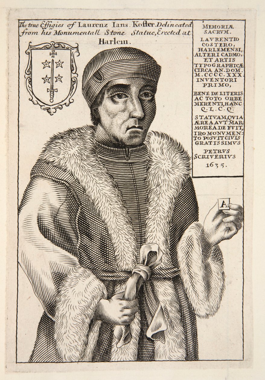 Laurenz Jans Koster, pub. 1683 gravyr. av English School