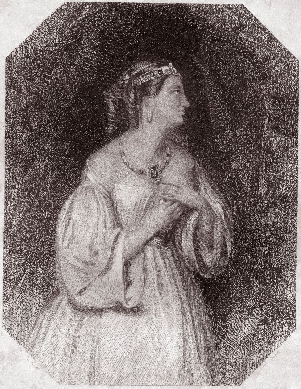 Lavinia, dotter till Titus, fästmö till Bassianus (Titus Andronicus eller La Tres Lamentable Roman Tragedie av Titus Andronicus) i - "" Shakespeares Gallery of Women, samling av fyrtiofem allvarliga porträtt av tidiga Londonkonstnärer, berikade med kritisk av English School