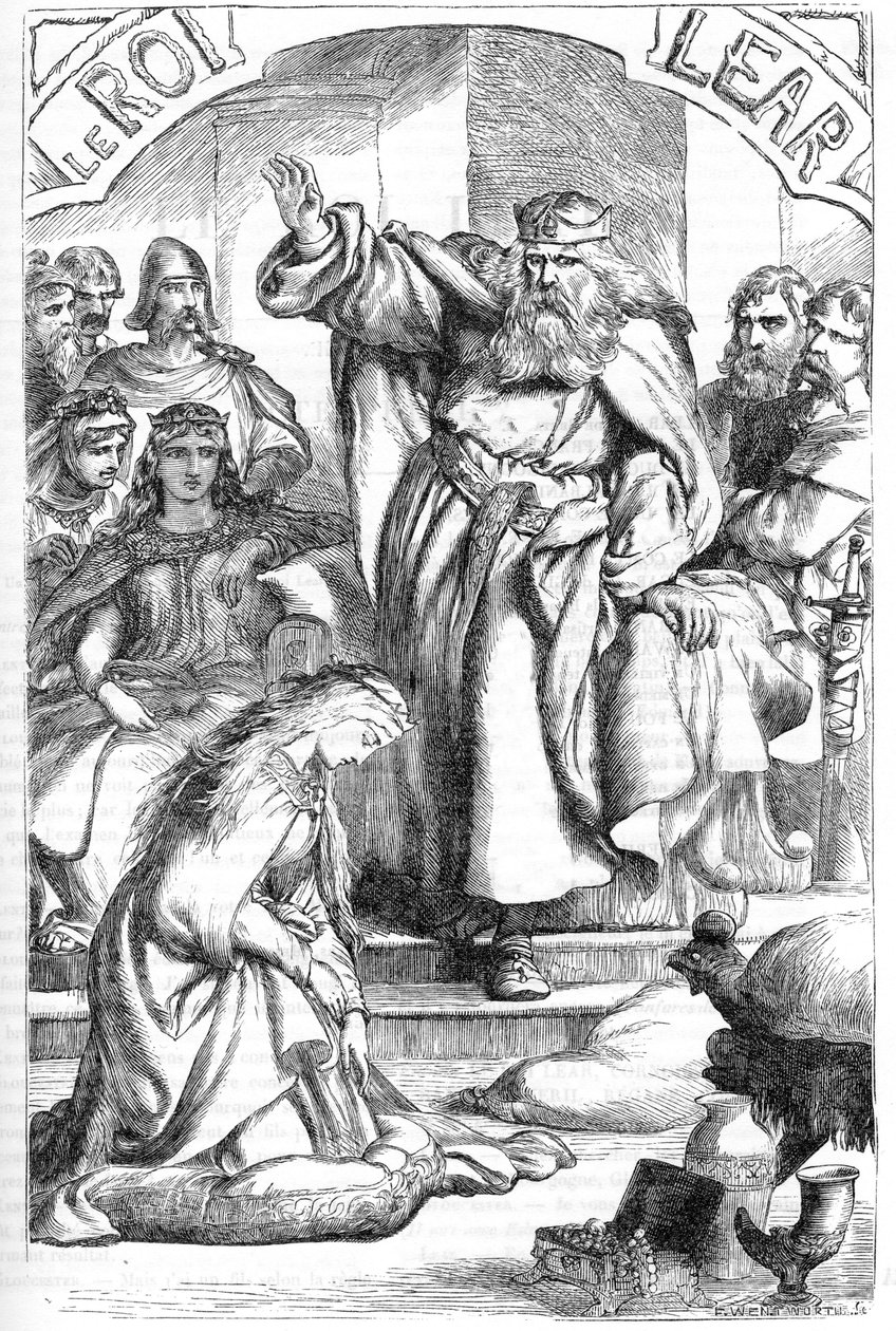 Le Roi Lear - (Kung Lear) - Illustration i "" verk komplett av William Shakespeare"" 1866 - Illustrationerna och den allmänna formen för denna utgåva är lånade från Cassells illustrerade Shakespeare, publicerad i London av English School