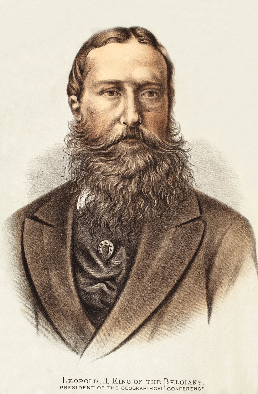 Leopold II, kung av belgare, illustration från The Pictorial Edition av David Livingstones liv och upptäckter av J. Ewing Richie, pub. av A. Fullarton & Co., 1876 av English School