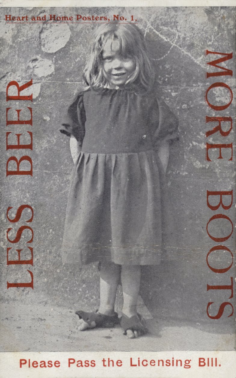 Mindre öl, mer kängor (svartvitt foto) av English School