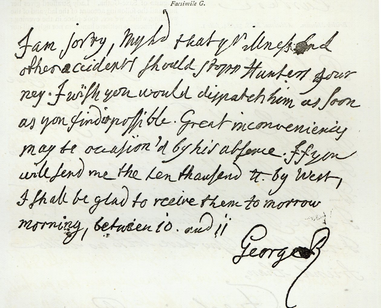 Brev från George II till hertigen av Newcastle, 1759, publicerat i 