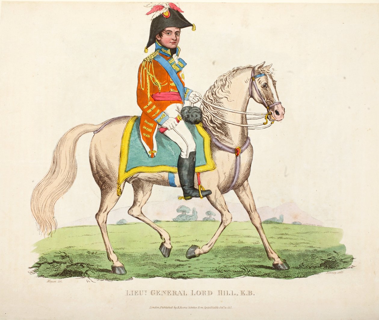 Generallöjtn Lord Hill KB, pub. av Richard Evans, engr Romney, illustration från An Historical Account of the Battle of Waterloo av William Mudford, 1816 av English School