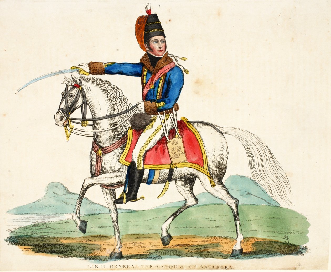 Generallöjt Markisen av Anglesea, pub. av Richard Evans, engr Romney, illustration från An Historical Account of the Battle of Waterloo av William Mudford, 1816 av English School