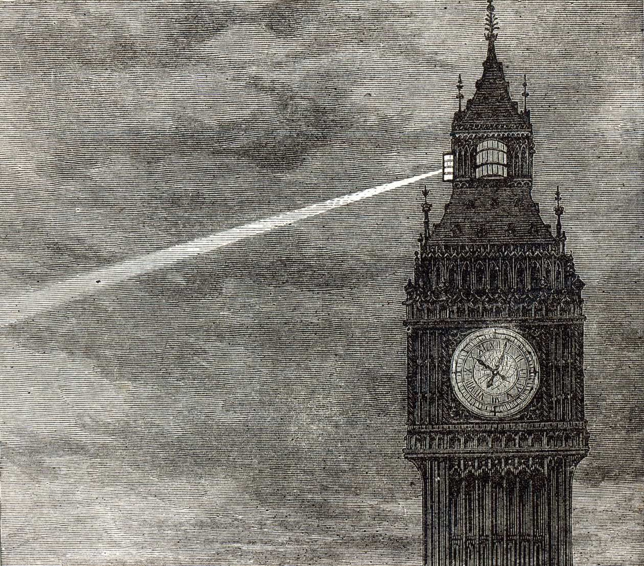 Light on the Clock Tower, Houses of Parliament från The Illustrated London News, 16 augusti 1873 av English School