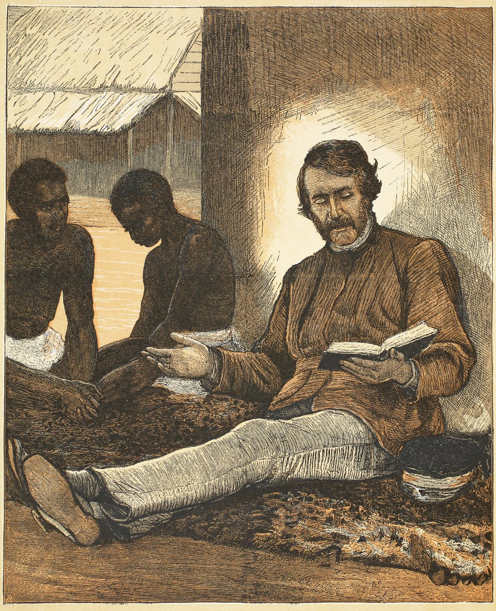 Livingstone, illustration från The Pictorial Edition av David Livingstones liv och upptäckter av J. Ewing Richie, pub. av A. Fullarton & Co., 1876 av English School
