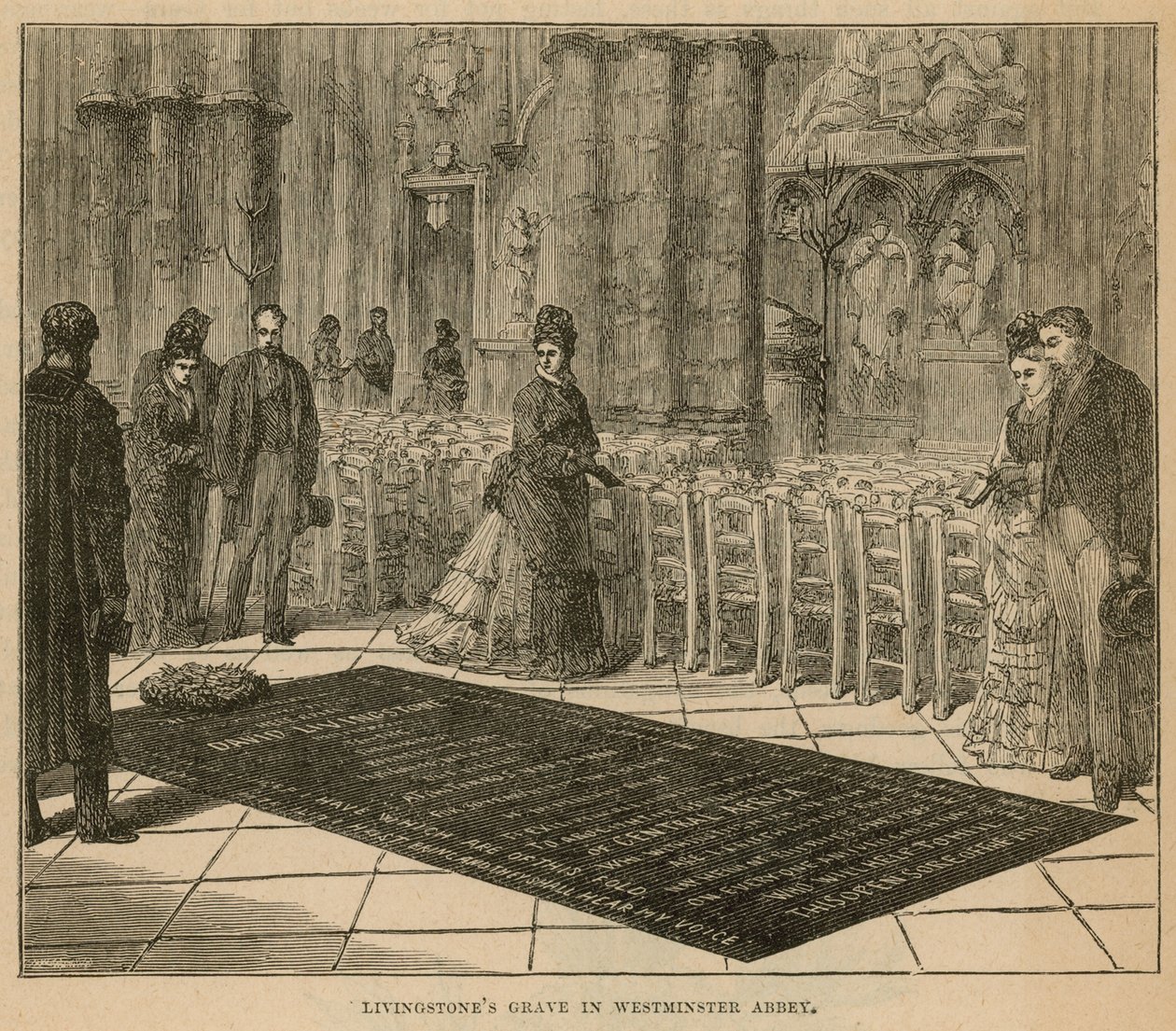 Livingstones grav i Westminster Abbey (gravyr) av English School