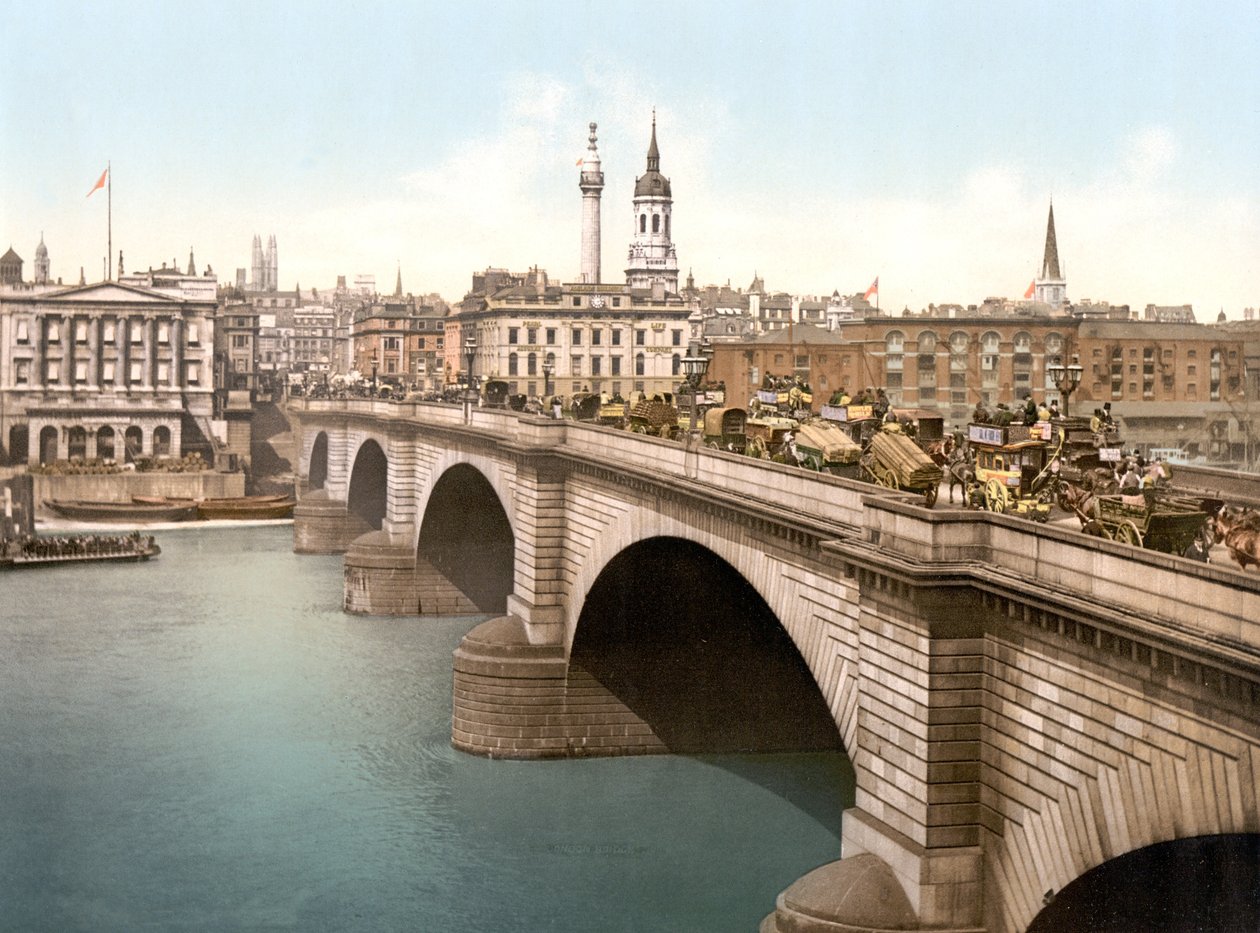 London Bridge (handfärgat foto) av English School