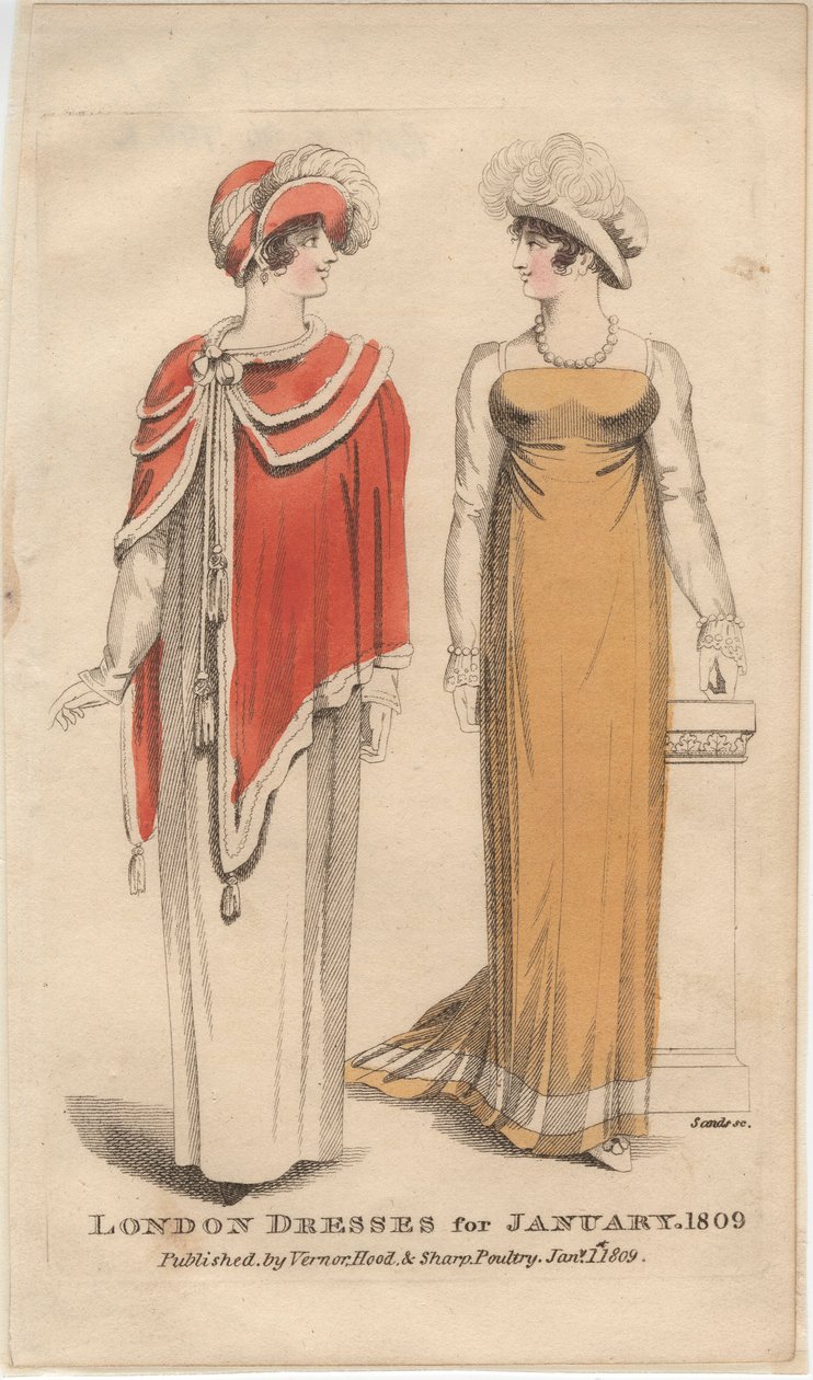 Londonklänningar för januari 1809, 1809 av English School