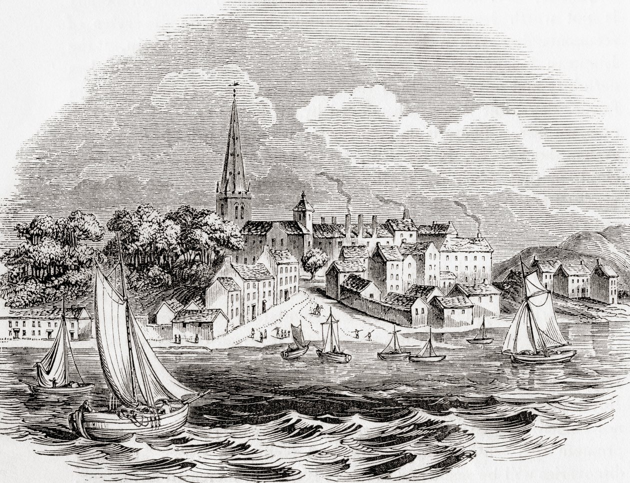Londonderry, Nordirland, från Old England: Ett bildmuseum, pub. 1847 av English School