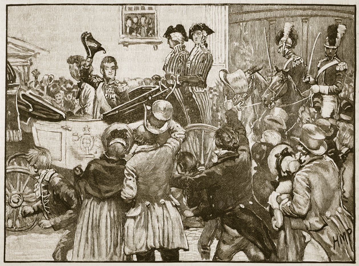 Lord Anglesey lämnar Irland, Kingstown, 1828, illustration från Cassell