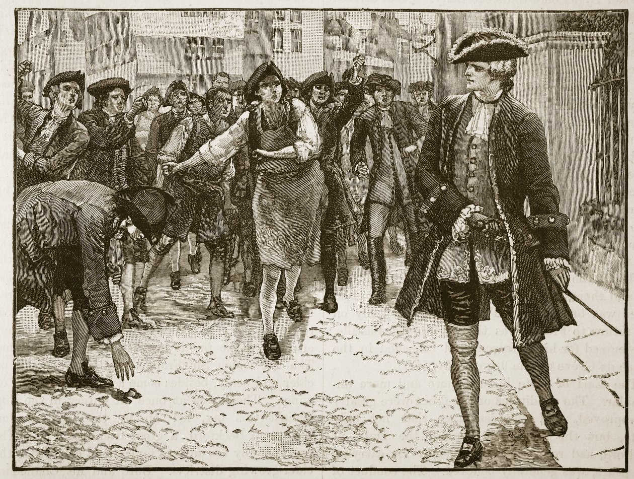 Lord Bute and the Londoners, 1763, illustration från Cassells Illustrated History of England (sepiafoto) av English School