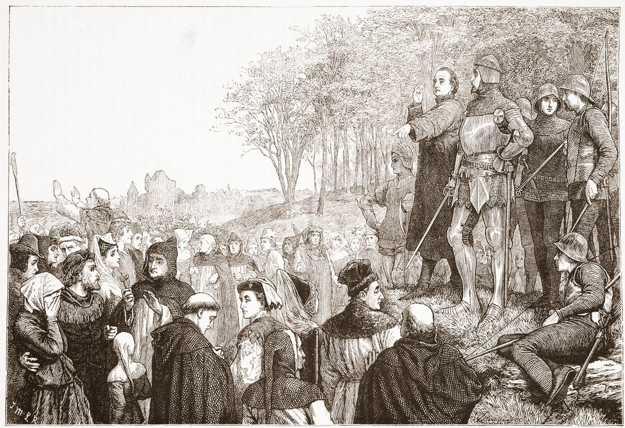 Lord Cobham på en Lollard Preaching, illustration från The History of Protestantism av James Aitken Wylie (1808-1890), pub. 1878 av English School