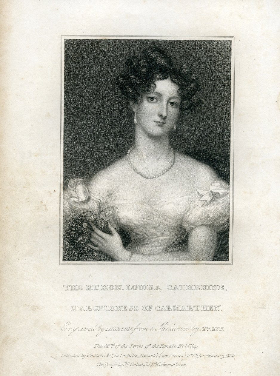 Louisa Catherine Osborne, hertiginna av Leeds när marschioninnan av Carmarthen, 1830 av English School