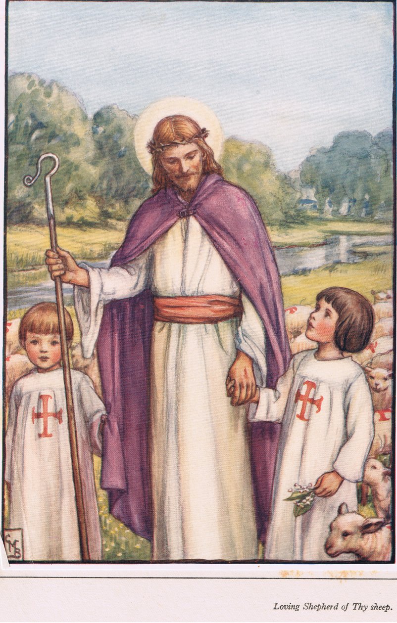 Loving Shepherd of thy Sheep, illustration från The Childrens Book of Hymns, 1929 av English School