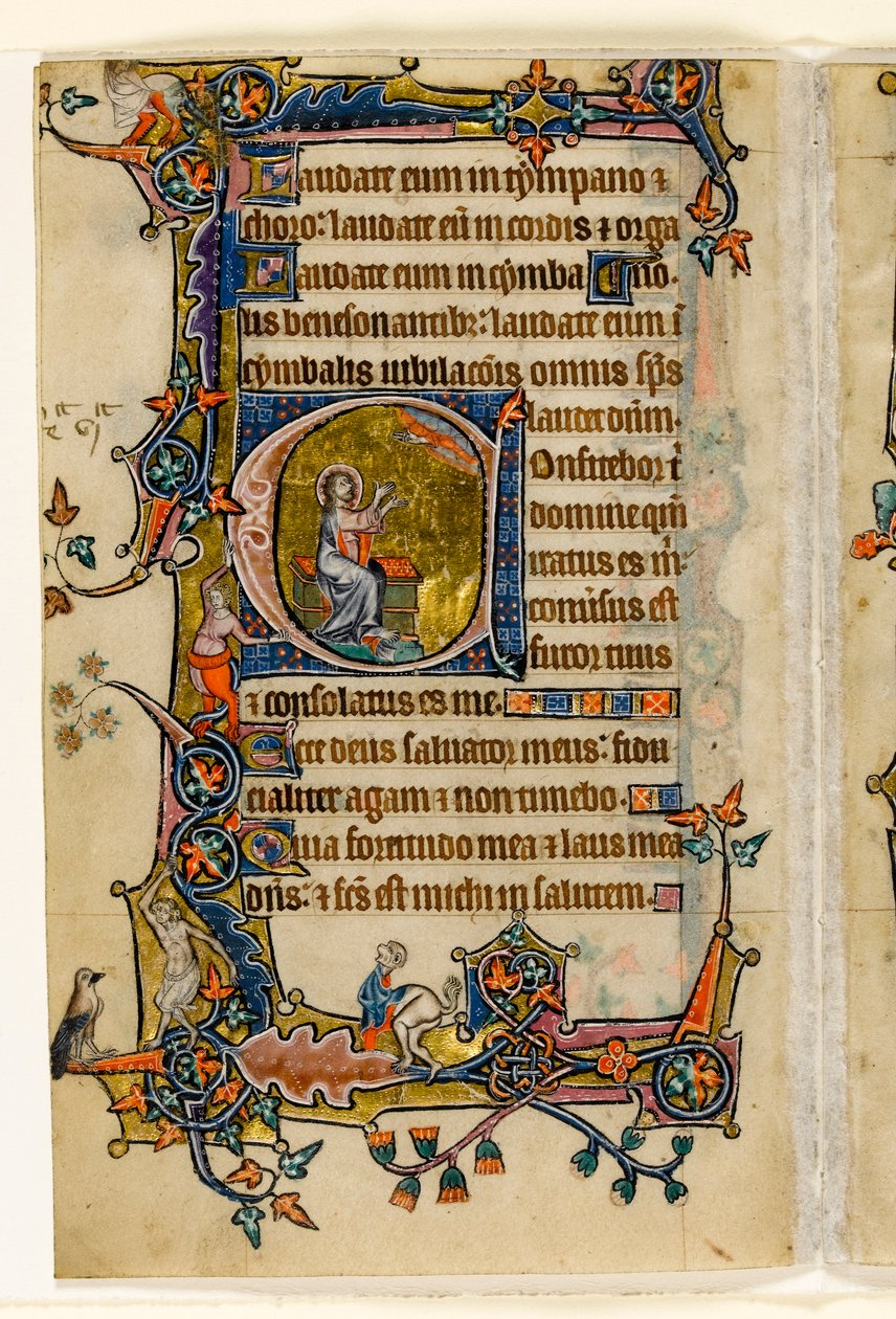 MS 1-2005, fol. 207v: Isaiah Praying, historisk initial a från Macclesfield Psalter, Use of Sarum, East Anglia, ca 1330 av English School
