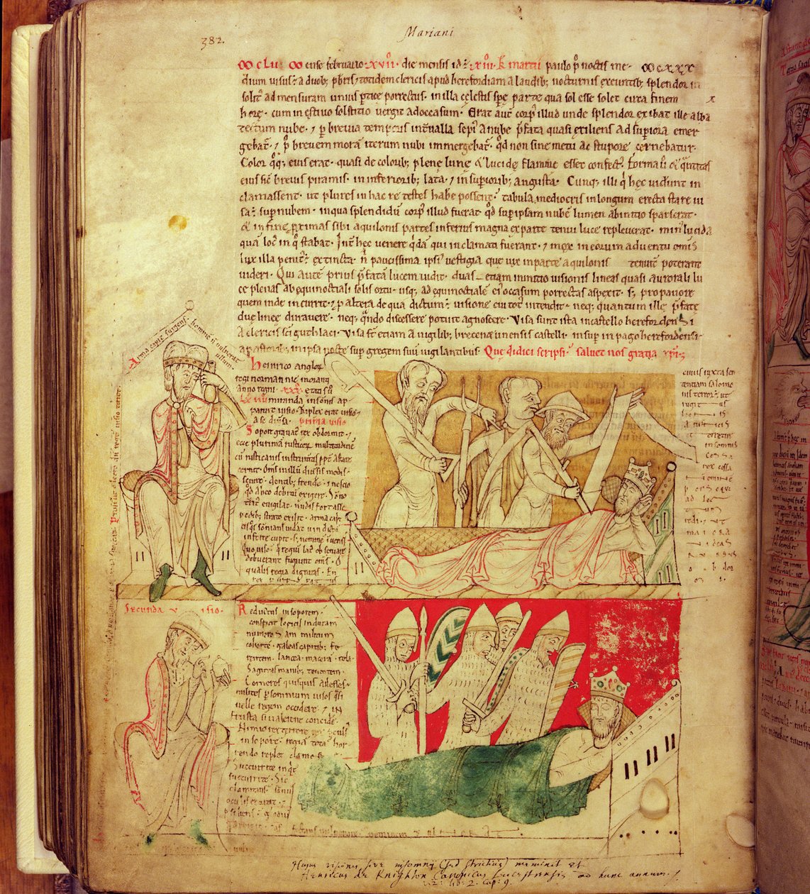 MS CCC 157 s.382 De visioner som kung Henrik I drömde i Normandie 1130, från Worcester Chronicle, c.1130-40 (vellum) av English School