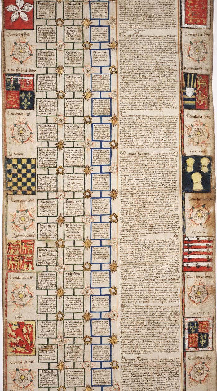 MS Lewis E 201 avsnitt 3, Chronicle of the History of the World from Creation to Woden, med en Genealogy of Edward IV, c.1461 av English School