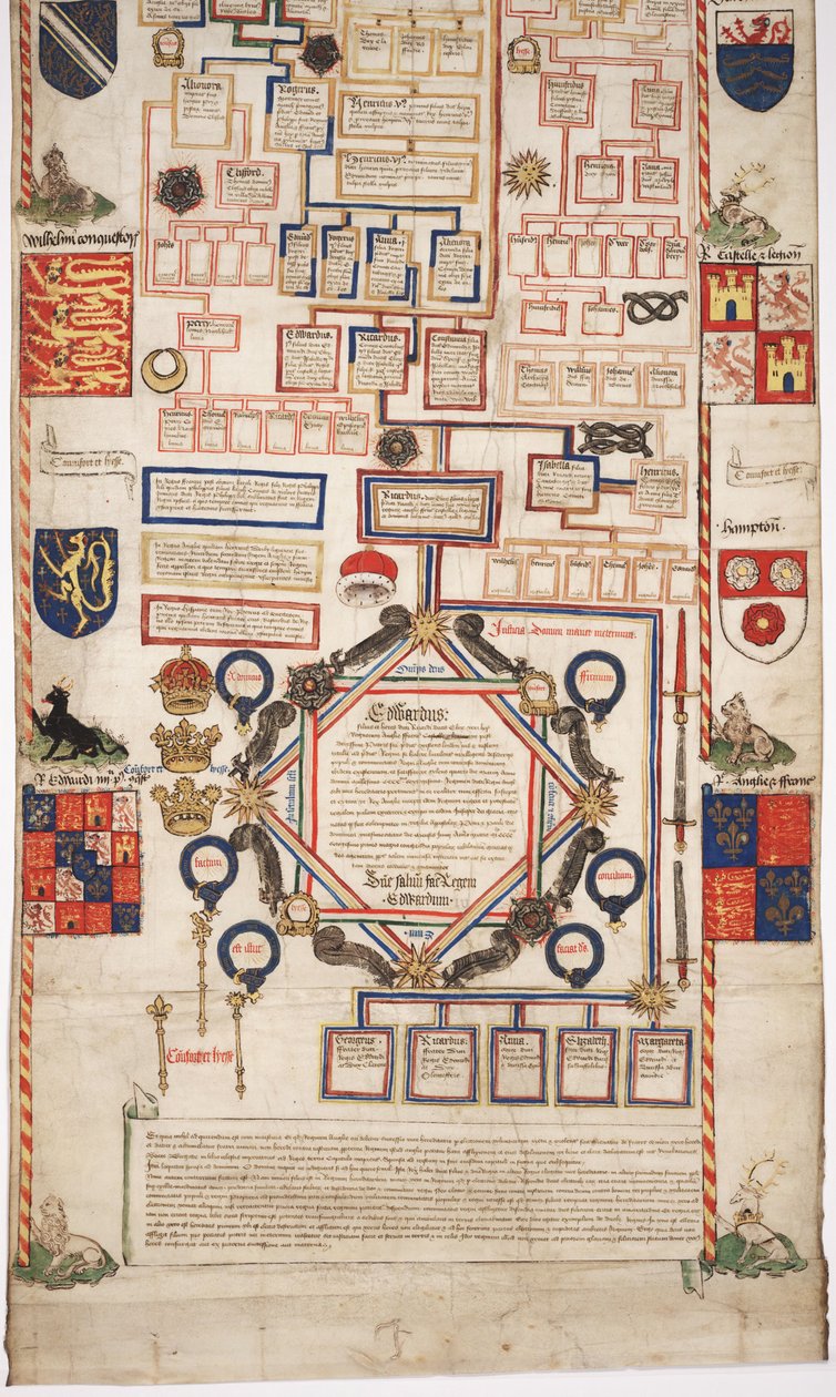 MS Lewis E 201 avsnitt 7, Chronicle of the History of the World from Creation to Woden, with a Genealogy of Edward IV, c.1461 av English School