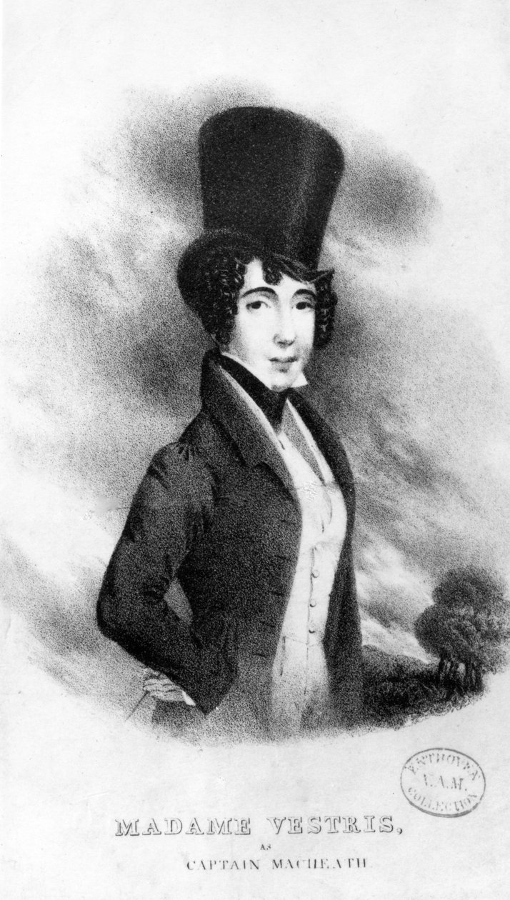 Madame Vestris som kapten MacHeath, 1833 av English School