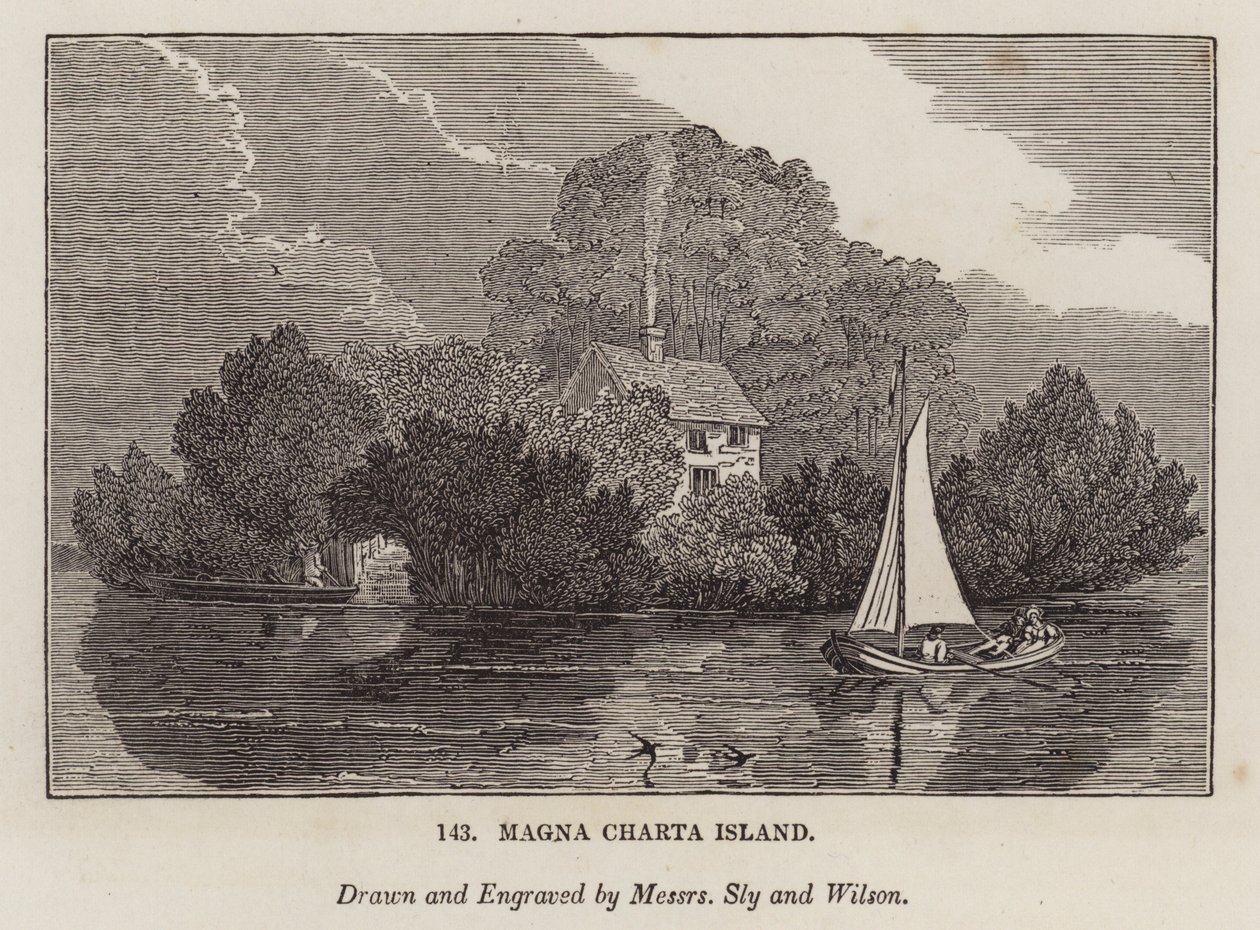 Magna Charta Island (engraving) av English School