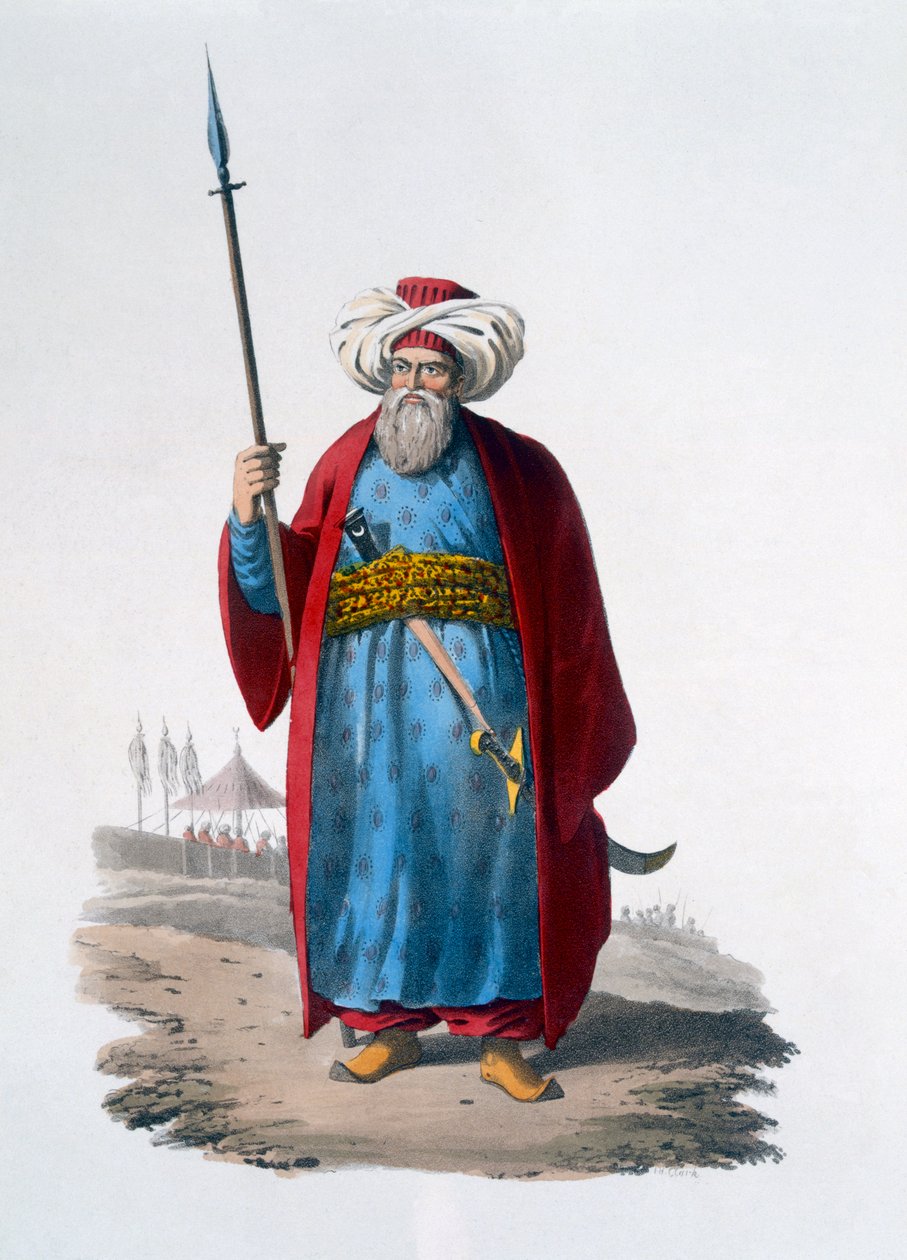 Mameluke officer, 1818 (färgad akvatint) av English School