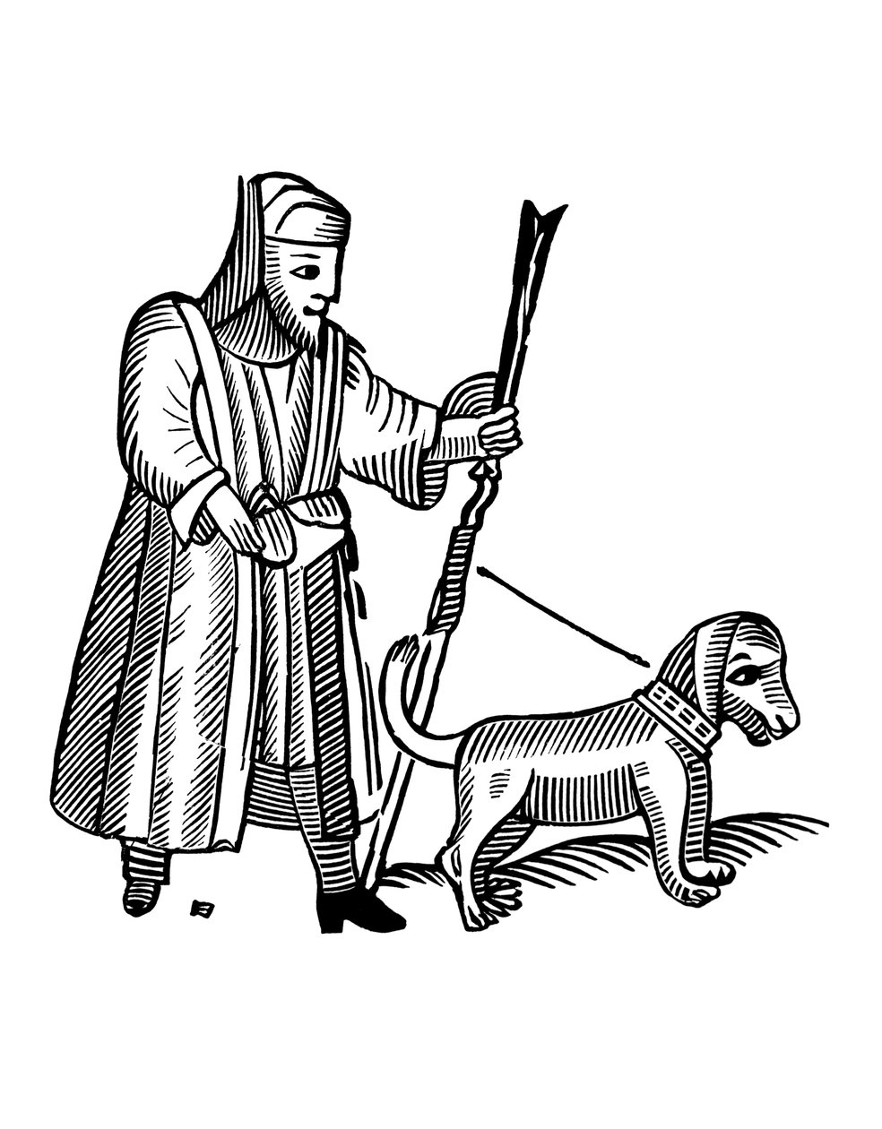 Man som går sin hund av English School