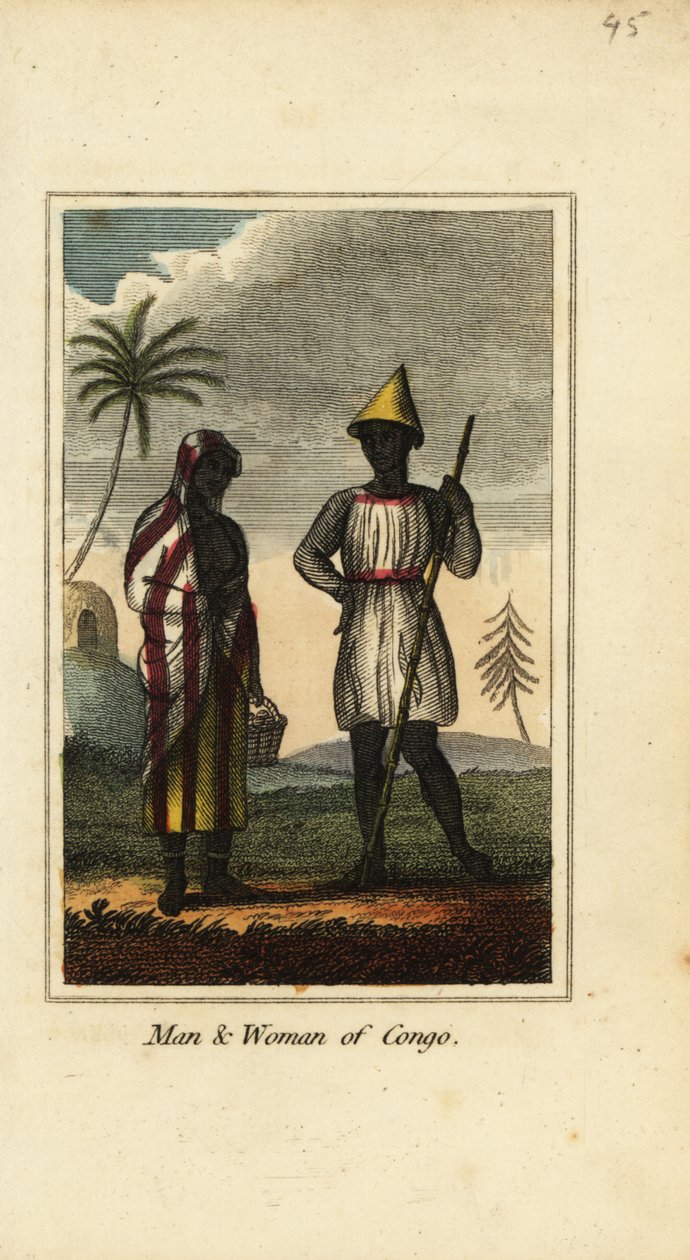 Man och kvinna från Kongo eller Nedre Guinea, Afrika av English School