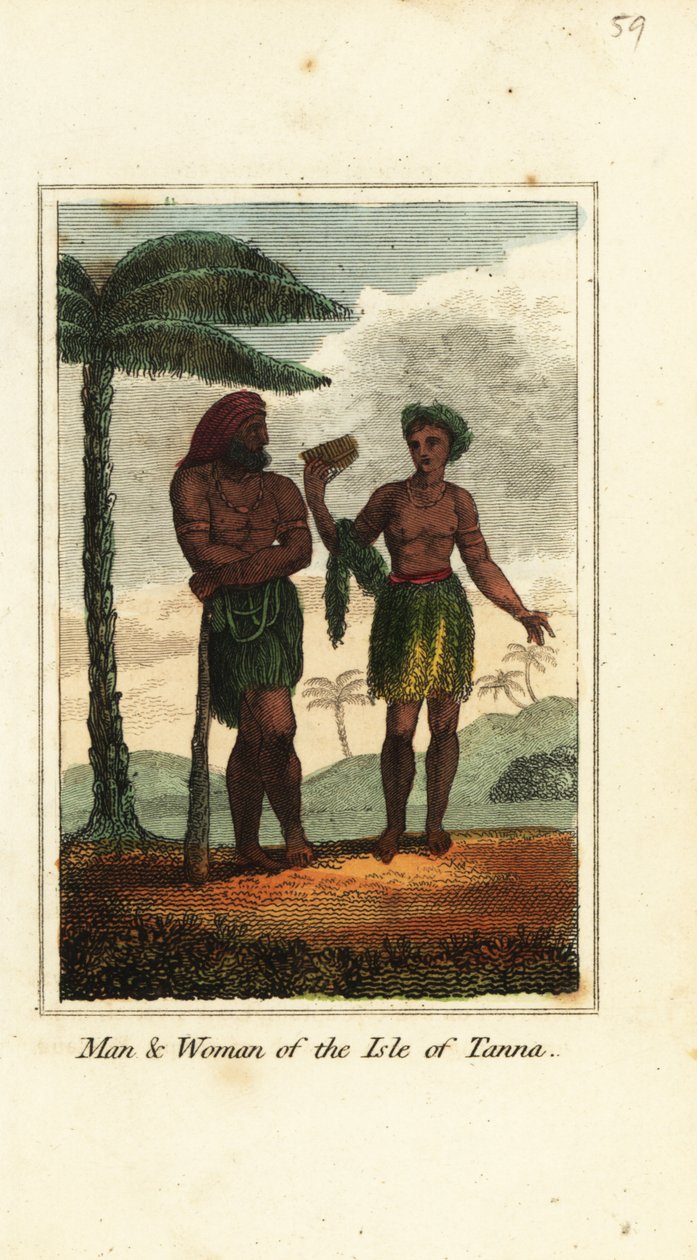 Man och kvinna på Isle of Tanna, Vanuatu av English School