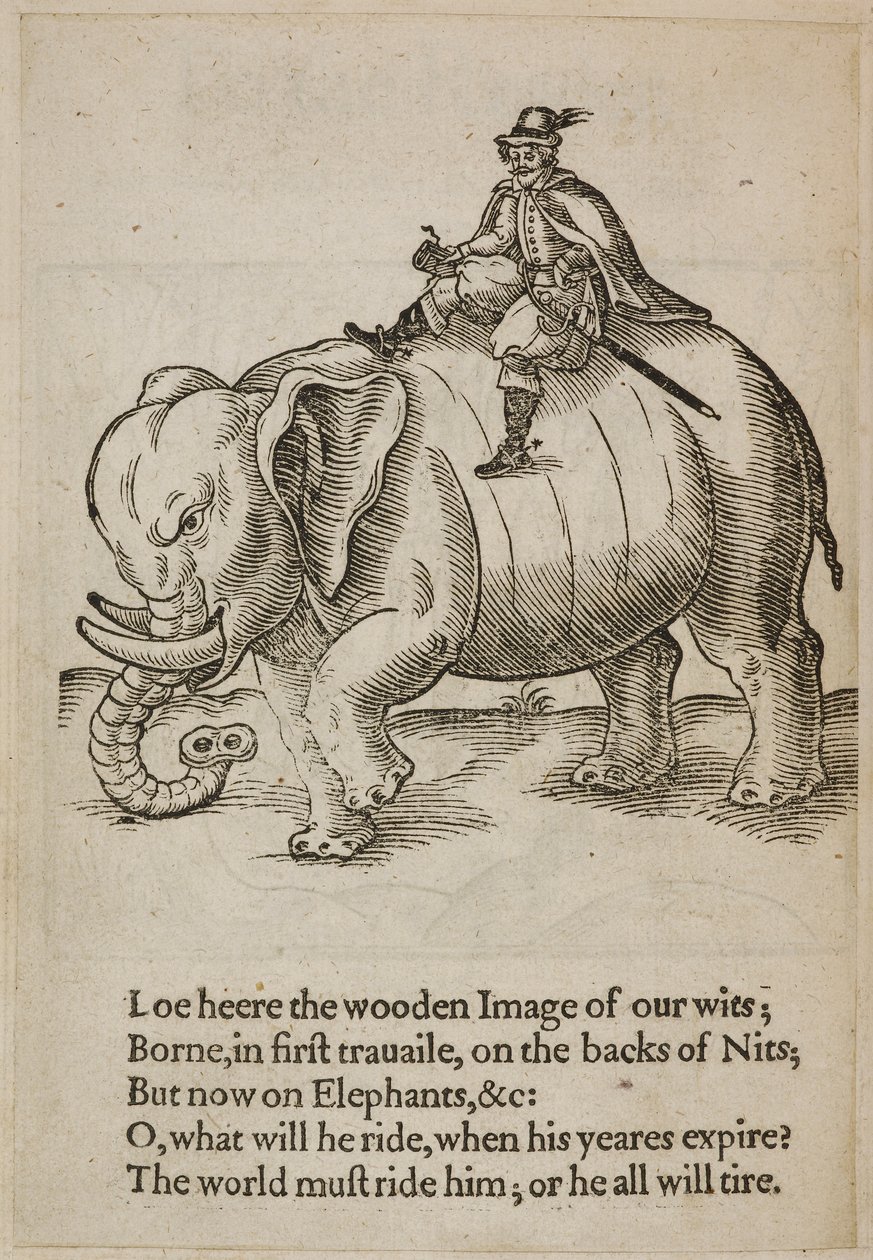 Man rider på en elefant, illustration från 