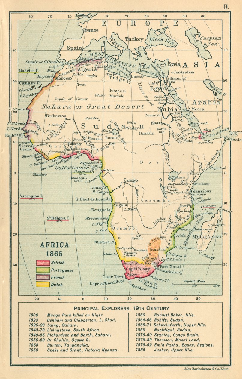 Karta: Afrika 1865 (färglitografi) av English School