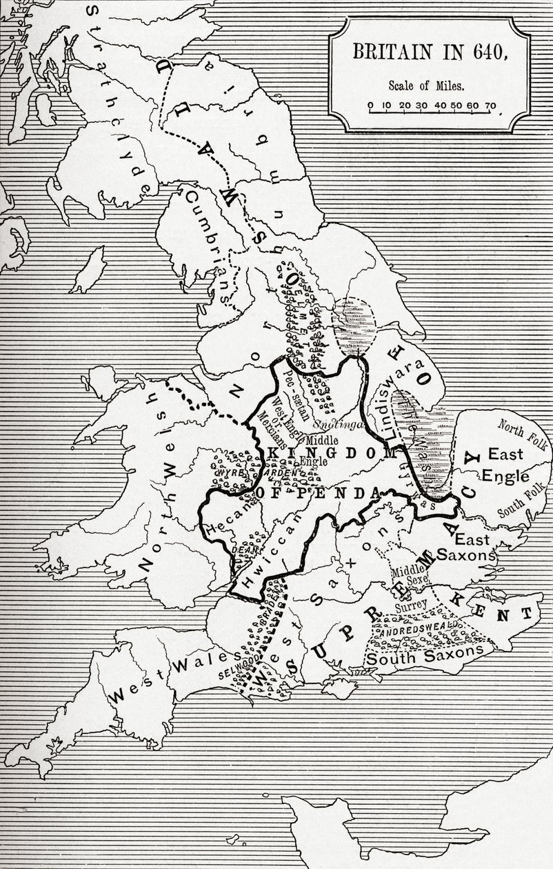 Faafanua o Peretania i le 640, mai The Northumbrian Kingdom i le 