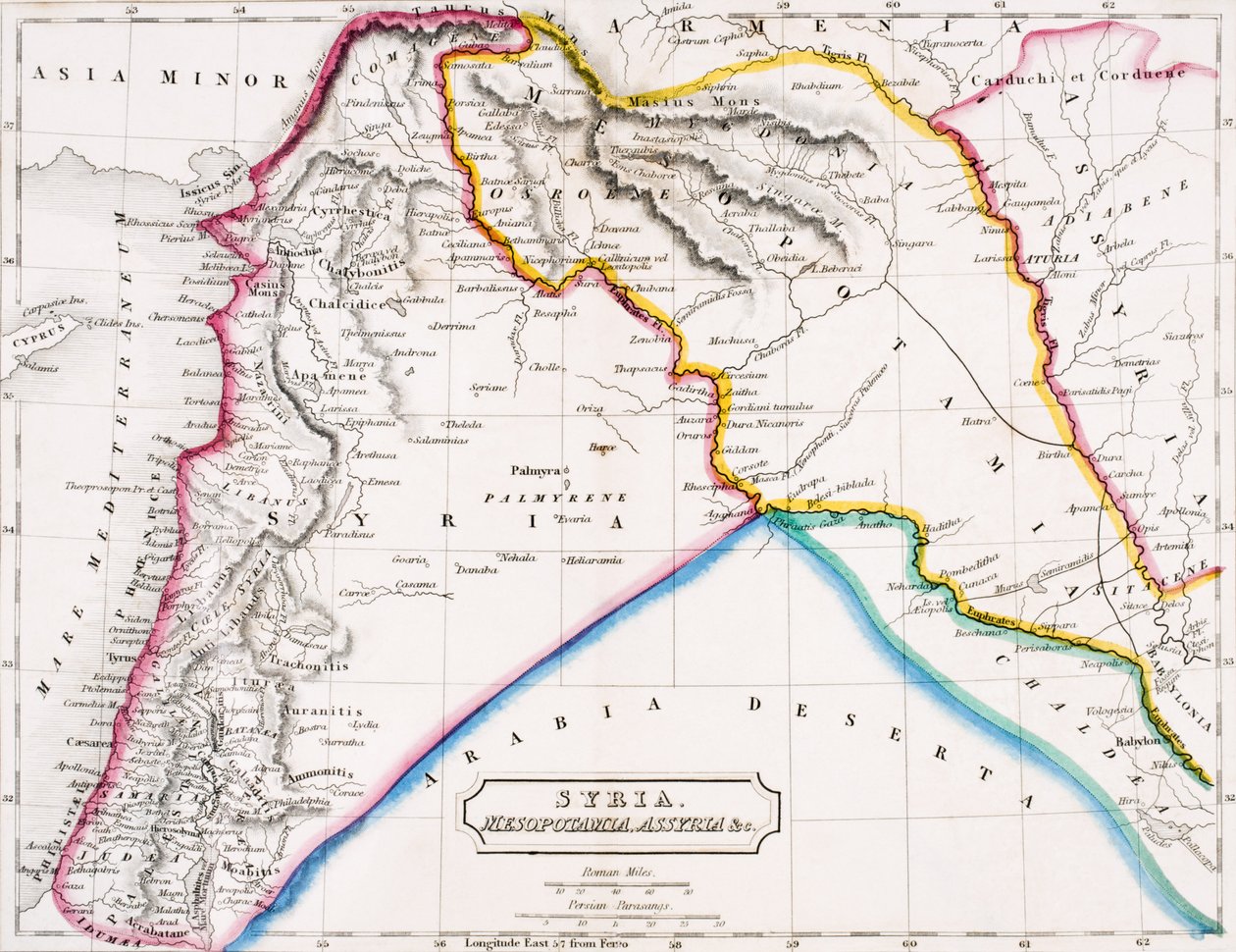 Karta över Syrien, Mesopotamien, Assyrien undc., från 