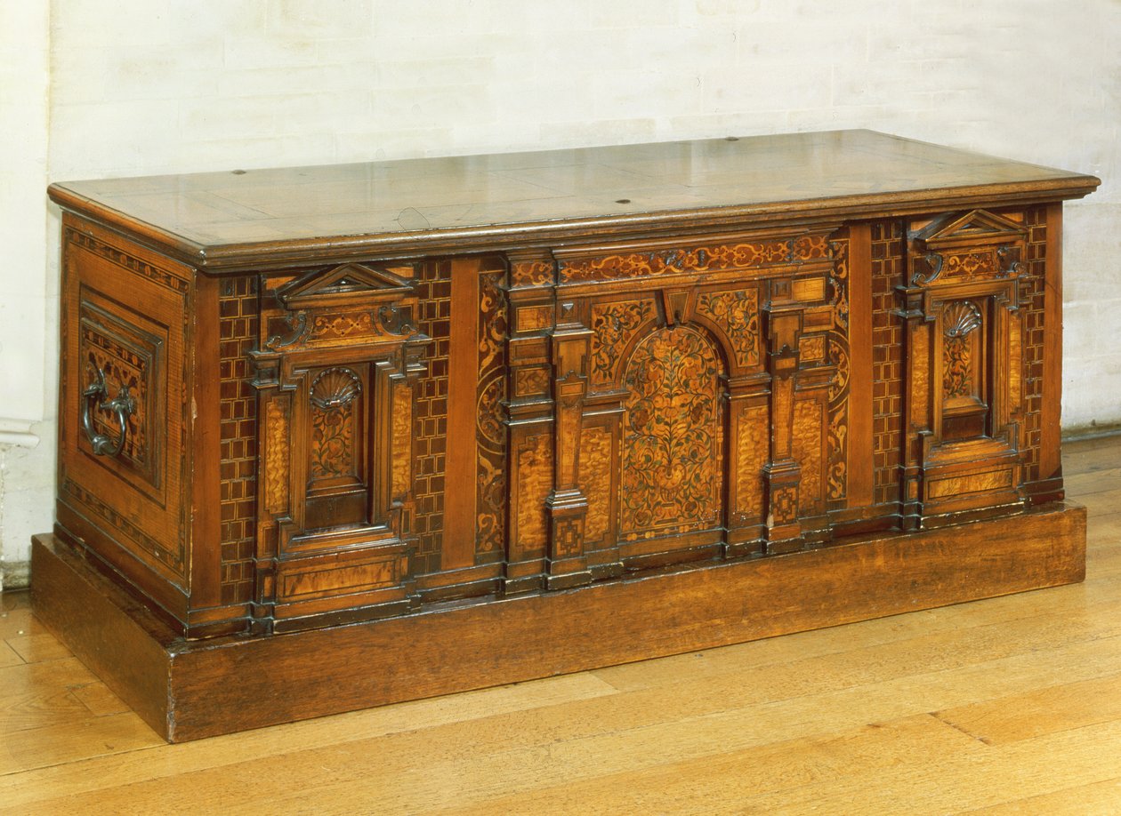 Marquetry Nonsuch kista (trä) av English School