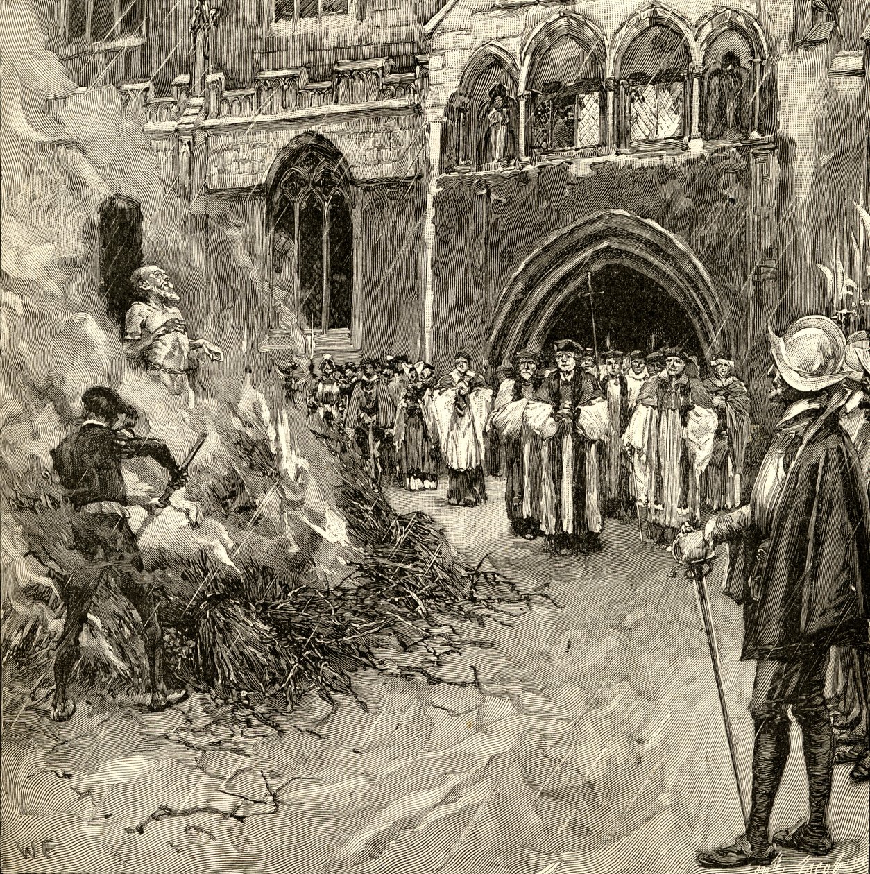 Martyrdom of John Hooper (c.1495-1555) i Gloucester av English School