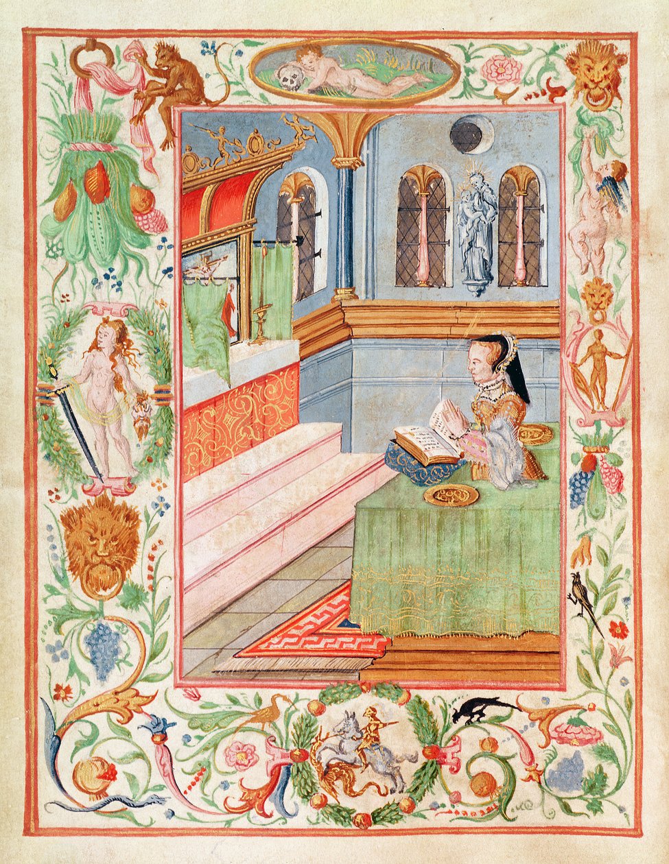 Mary I välsignande krampringar (pigment på veläng) av English School