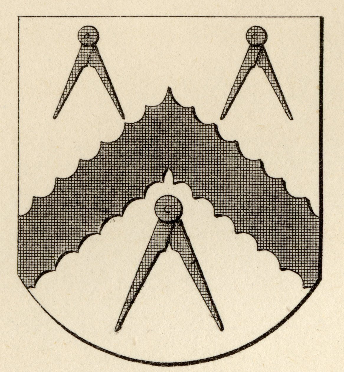 Frimurarnas vapen, från "The History of Freemasonry, volume II", utgiven av Thomas C. Jack, London, 1883. av English School